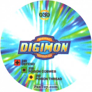 PaxToy.com - 030.1 Gekomon a (Сторна-back) из Digimon Pogs Tazos