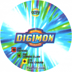 PaxToy.com - 039.2 Tentomon a (Сторна-back) из Digimon Pogs Tazos