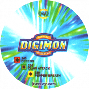 PaxToy.com - 040.1 Palmon a (Сторна-back) из Digimon Pogs Tazos