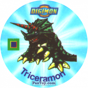 PaxToy.com 066.2 Triceramon b из Digimon Pogs Tazos
