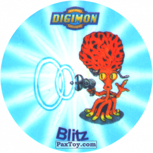 PaxToy.com  Фишка / POG / CAP / Tazo 091.1 Blitz a из Digimon Pogs Tazos