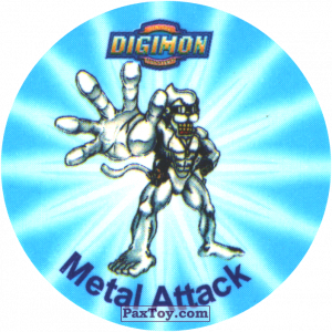 PaxToy.com  Фишка / POG / CAP / Tazo 091.2 Metal Attack a из Digimon Pogs Tazos