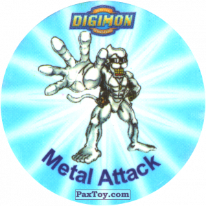 PaxToy.com  Фишка / POG / CAP / Tazo 092.1 Metal Attack a из Digimon Pogs Tazos