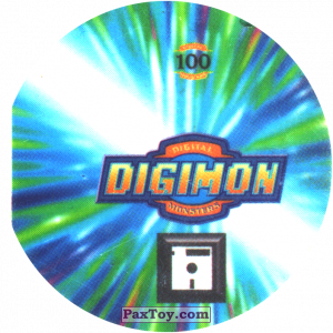 PaxToy.com - Фишка / POG / CAP / Tazo 100.1 SkullGreymon a (Сторна-back) из Digimon Pogs Tazos