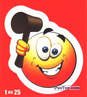 PaxToy.com  Наклейка / Стикер 01 Смайлик с молотком \ киянкой из Cheetos: Смайлики Отмочитос