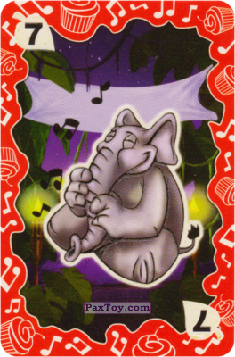 PaxToy.com  Карта, Карточка / Card Совпадение - 7 Слон Музыкант из Coco Pops: Светящиеся Карточки