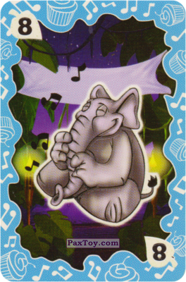 PaxToy.com  Карта, Карточка / Card Совпадение - 8 Слон Музыкант из Coco Pops: Светящиеся Карточки