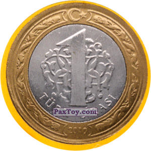 PaxToy.com - Фишка / POG / CAP / Tazo Турция - Турецкая Лира (Сторна-back) из СуперСемейка: Монеты