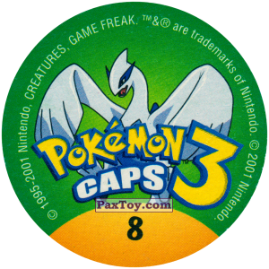 PaxToy.com - 008 Wartortle #008 (Сторна-back) из Nintendo: Caps Pokemon 3 (Green)