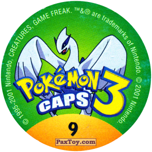 PaxToy.com - 009 Blastoise #009 (Сторна-back) из Nintendo: Caps Pokemon 3 (Green)