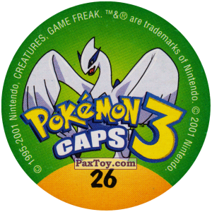 PaxToy.com - 026 Pikachu #025 (Red-Ticine) (Сторна-back) из Nintendo: Caps Pokemon 3 (Green)