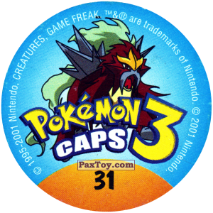PaxToy.com - 031 Крутой Пикачу (Сторна-back) из Nintendo: Caps Pokemon 3 (Green)