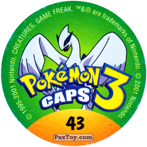 PaxToy.com - 043 Vulpix #037 (Сторна-back) из Nintendo: Caps Pokemon 3 (Green)