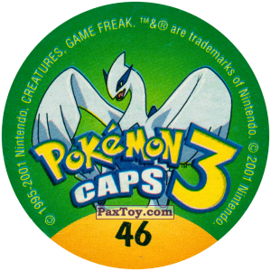 PaxToy.com - 046 Wigglytuff #040 (Сторна-back) из Nintendo: Caps Pokemon 3 (Green)
