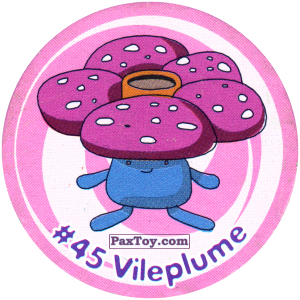 PaxToy.com  Фишка / POG / CAP / Tazo 051 Vileplume #045 из Nintendo: Caps Pokemon 3 (Green)