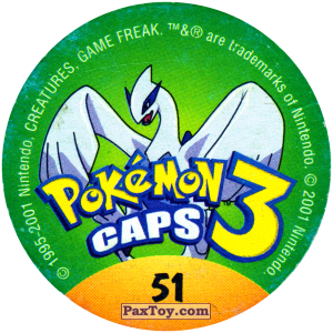 PaxToy.com - 051 Vileplume #045 (Сторна-back) из Nintendo: Caps Pokemon 3 (Green)