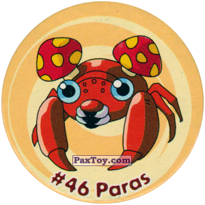 PaxToy.com  Фишка / POG / CAP / Tazo 052 Paras #046 из Nintendo: Caps Pokemon 3 (Green)