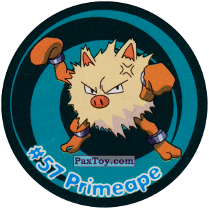 PaxToy.com  Фишка / POG / CAP / Tazo 063 Primeape #057 из Nintendo: Caps Pokemon 3 (Green)
