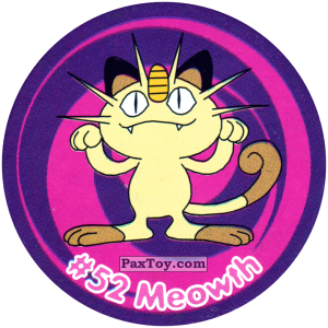 PaxToy.com  Фишка / POG / CAP / Tazo 058 Meowth #052 из Nintendo: Caps Pokemon 3 (Green)