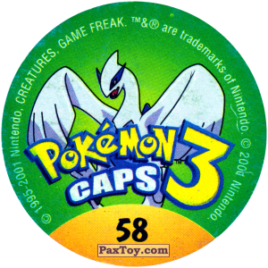 PaxToy.com - 058 Meowth #052 (Сторна-back) из Nintendo: Caps Pokemon 3 (Green)