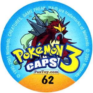 PaxToy.com - Фишка / POG / CAP / Tazo 062 Крутой Пикачу (Сторна-back) из Nintendo: Caps Pokemon 3 (Green)
