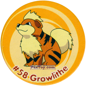 PaxToy.com  Фишка / POG / CAP / Tazo 064 Growlithe #058 из Nintendo: Caps Pokemon 3 (Green)
