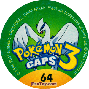 PaxToy.com - Фишка / POG / CAP / Tazo 064 Growlithe #058 (Сторна-back) из Nintendo: Caps Pokemon 3 (Green)