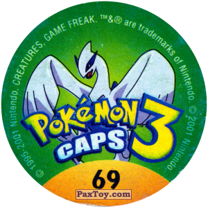 PaxToy.com - 069 Abra #063 (Сторна-back) из Nintendo: Caps Pokemon 3 (Green)