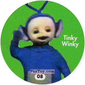 PaxToy.com  Фишка / POG / CAP / Tazo 08 Tinky Winkky из Andic: Сундучок Телепузики - Фишки
