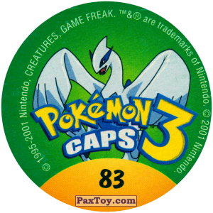 PaxToy.com - Фишка / POG / CAP / Tazo 083 Ponyta #077 (Сторна-back) из Nintendo: Caps Pokemon 3 (Green)
