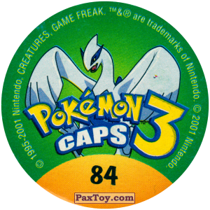 PaxToy.com - 084 Rapidash #078 (Сторна-back) из Nintendo: Caps Pokemon 3 (Green)