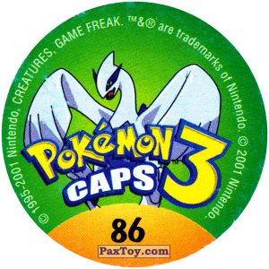 PaxToy.com - 086 Slowbro #080 (Сторна-back) из Nintendo: Caps Pokemon 3 (Green)