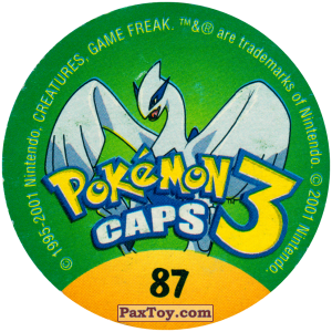 PaxToy.com - 087 Magnemite #081 (Сторна-back) из Nintendo: Caps Pokemon 3 (Green)