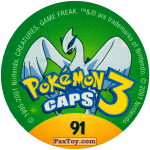 PaxToy.com - 091 Dodrio #085 (Сторна-back) из Nintendo: Caps Pokemon 3 (Green)