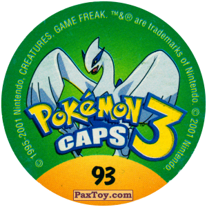 PaxToy.com - Фишка / POG / CAP / Tazo 093 Dewgong #087 (Сторна-back) из Nintendo: Caps Pokemon 3 (Green)