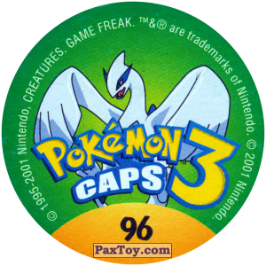 PaxToy.com - Фишка / POG / CAP / Tazo 096 Shellder #090 (Сторна-back) из Nintendo: Caps Pokemon 3 (Green)