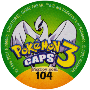 PaxToy.com - 104 Krabby #098 (Сторна-back) из Nintendo: Caps Pokemon 3 (Green)