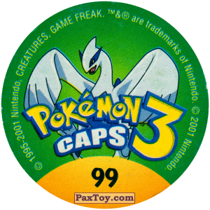 PaxToy.com - 099 Haunter #093 (Сторна-back) из Nintendo: Caps Pokemon 3 (Green)