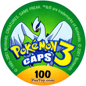 PaxToy.com - 100 Gengar #094 (Сторна-back) из Nintendo: Caps Pokemon 3 (Green)