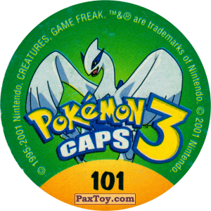 PaxToy.com - Фишка / POG / CAP / Tazo 101 Onix #095 (Сторна-back) из Nintendo: Caps Pokemon 3 (Green)