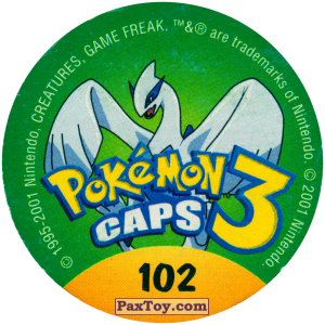 PaxToy.com - 102 Drowzee #096 (Сторна-back) из Nintendo: Caps Pokemon 3 (Green)