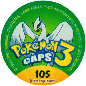 PaxToy.com - 105 Kingler #099 (Сторна-back) из Nintendo: Caps Pokemon 3 (Green)