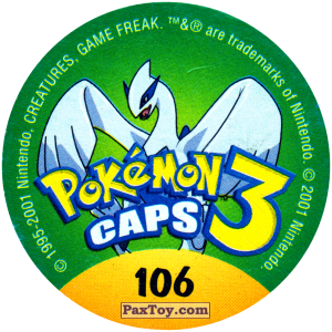 PaxToy.com - 106 Voltorb #100 (Сторна-back) из Nintendo: Caps Pokemon 3 (Green)