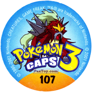 PaxToy.com - Фишка / POG / CAP / Tazo 107 Крутой Пикачу (Сторна-back) из Nintendo: Caps Pokemon 3 (Green)