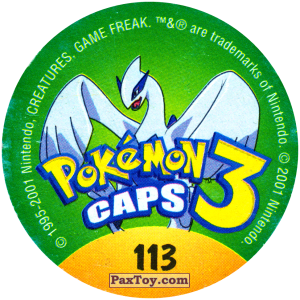PaxToy.com - Фишка / POG / CAP / Tazo 113 Hitmonchan #107 (Сторна-back) из Nintendo: Caps Pokemon 3 (Green)