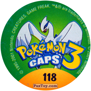 PaxToy.com - 118 Rhydon #112 (Сторна-back) из Nintendo: Caps Pokemon 3 (Green)