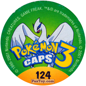 PaxToy.com - 124 Golden #118 (Сторна-back) из Nintendo: Caps Pokemon 3 (Green)