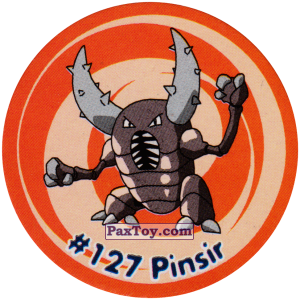 PaxToy.com  Фишка / POG / CAP / Tazo 133 Pinsir #127 из Nintendo: Caps Pokemon 3 (Green)