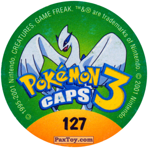 PaxToy.com - Фишка / POG / CAP / Tazo 127 Starmie #121 (Сторна-back) из Nintendo: Caps Pokemon 3 (Green)
