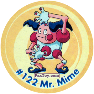 PaxToy.com  Фишка / POG / CAP / Tazo 128 Mr. Mime #122 из Nintendo: Caps Pokemon 3 (Green)